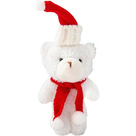 Petit peluche ours décoration de Noël, en peluche avec tricoté chapeau écharpe pour petits cadeaux pour invités,E (1/5)
