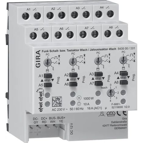 Gira Funk Schalt-/Tastakt. 8f/Jal.akt. 4f REG Gira eNet [543500], 5435 00