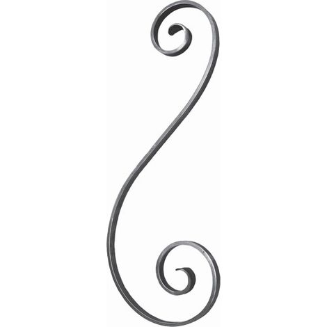 Deco Fer Forge – Volute en S inégale finition rayée 450mm x 170mm – Fer forgé brut à souder – Renforcement sécurité pour portail et clôture (1/3)