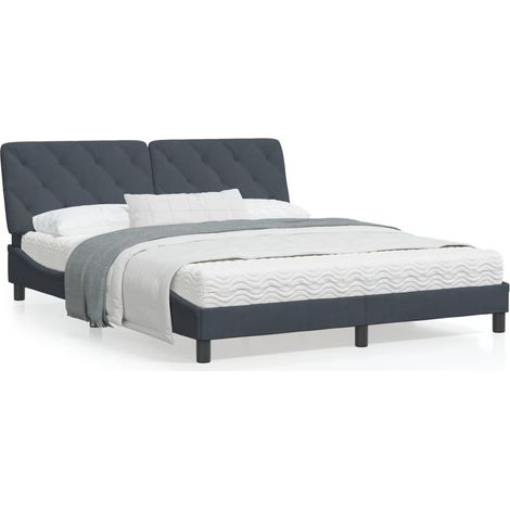 Lit avec matelas gris foncé 160x200 velours (1/5)