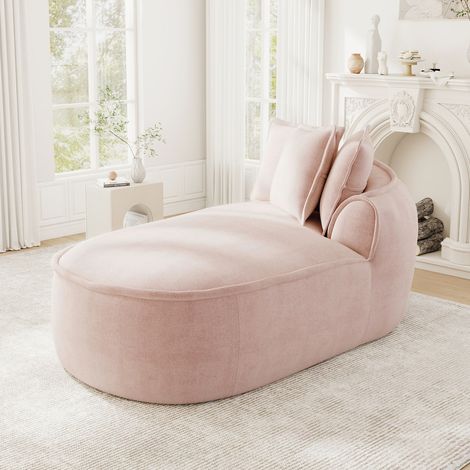 Canapé convertible en chenille rose, module chaise longue, assise ergonomique pour salon (1/5)