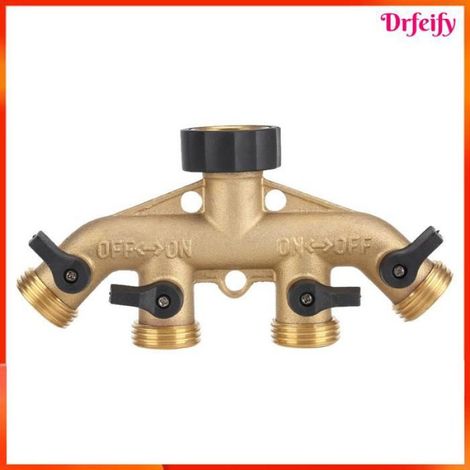 Adaptateur de robinet 4 voies - - Connecteur 3/4" - Laiton - Vannes individuelles - Or/Noir (1/5)