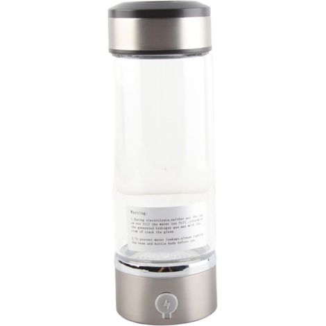 Bouteille d'eau riche en hydrogène 420ml, Générateur d'ions portable, Rechargeable USB Bouteille en verre, Convient pour la maison, le bureau et les voyages, argent (1/5)