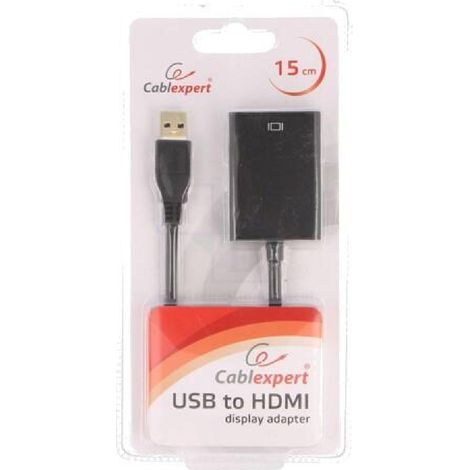 Adaptateur USB 3.0 HDMI femelle USB A prise male 3D 0.15m - noir