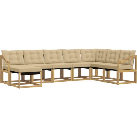 Outdoor Sofa Set with Cushion 8 pcs White and Beige vidaXL (1/5)