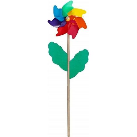 TrAdE Shop Traesio - Set 2 Girandole A Vento 12cm Colorata In Legno Scaccia Uccelli Gioco Prato Balcone -