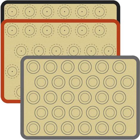 Lot de 3 Tapis de cuisson en silicone, antiadhésif, 42x29 cm, pour four, micro-ondes, biscuits, macarons, pain (1/5)