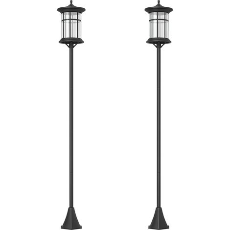 inox ABS, ancrage sol, Noir, acier, 23,5x23,5x184 cm, 6h, Lot 2 lampadaires solaires autonomie (1/5)