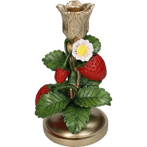 Bougeoir Décoratif Forme Fraise Rouge et Or - Chandelier Design Original - 10 x 10 x 20 cm - PANGIVO (1/4)