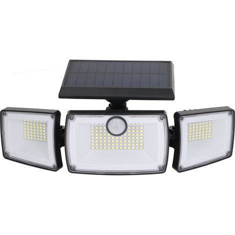 Applique murale solaire à 3 têtes 6W 7700K IP65, haute sensibilité, réglable, à induction, pour portail, garage ou cour. (1/5)