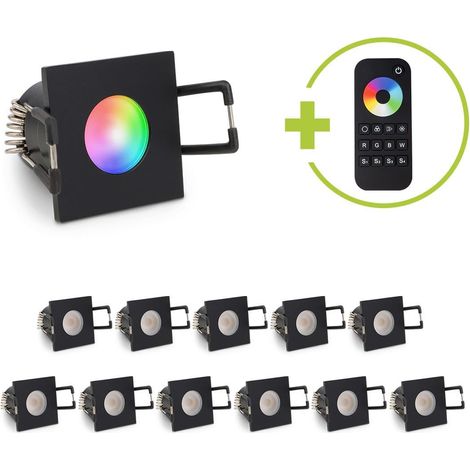 Einbaustrahler Mini Livorno eckig 3W RGBW IP65 - Farbe: schwarz matt - Anzahl: 12x (1/5)