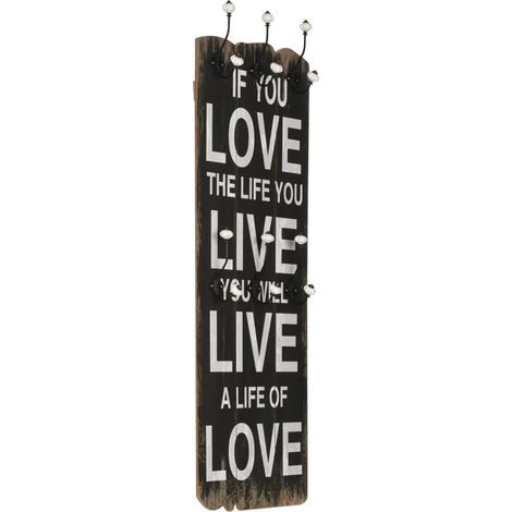 Porte-manteau mural  Portant vêtement avec 6 crochets 120 x 40 cm LOVE LIVE 79777 (1/5)