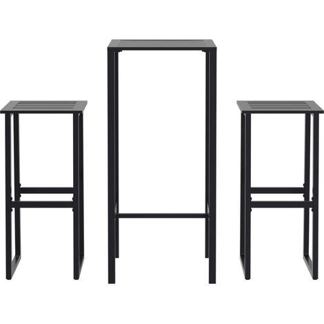 Juego de mesa alta y taburetes de jardín 3 piezas acero negro vidaXL