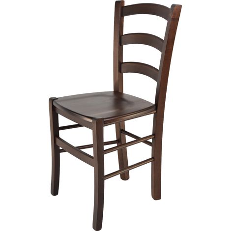 Tommychairs - Sedia modello Venice per cucina bar e sala da pranzo, robusta struttura in legno di faggio color noce scuro e seduta in legno (1/5)