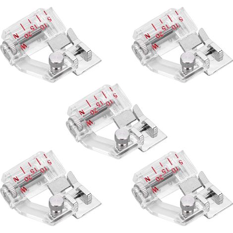 5PCS Pied à Biais Portable Multifunction Réglable en Largeur Acier Inoxydable pour Couture (1/5)