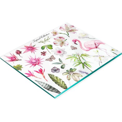Planche à découper en verre à motifs tropicaux, collection 60 x 52 cm (1/5)