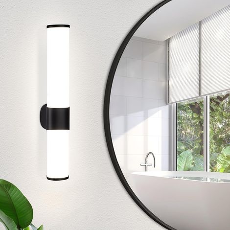 ZMH Applique murale LED pour salle de bain - 6 W - Lampe miroir noire pour salle de bain - 30 cm - Étanche IP44 - Moderne - Blanc neutre 4000 K - Applique murale pour sous-sol, cuisine, salle de bain, (1/5)