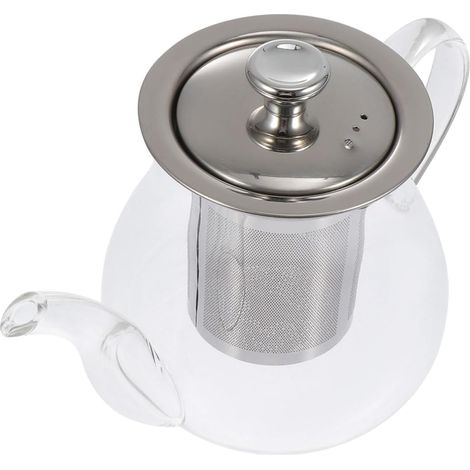 Théière en Verre Borosilicate Résistante Chaleur Infuseur Amovible en Acier Inoxydable, Adaptée pour Four Électrique et Résistance Froid Couleur Aléatoire (1/5)