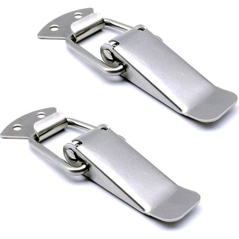 Set de 2 loquets de porte en acier inoxydable argentés, targette de fermeture pour portail, grille et placard (1/2)