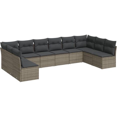 Maison Exclusive - Set de sofás de jardín 10 pzas con cojines rat