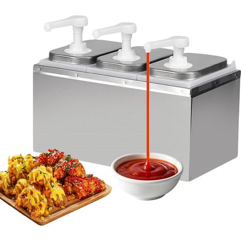 Distributeur de sauce 6 L, distributeur de sauce en acier inoxydable 304, 10 cc par pression, distributeur de sauce pour ketchup, mayonnaise, sauce pour steak, sirop pour dessert, vinaigre, huile (1/5)