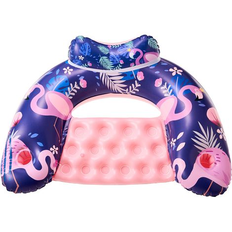 Sedia gonfiabile da piscina - Sedia galleggiante per adulti con portabicchieri e schienale, sdraio portatile per feste in piscina, giocattolo galleggiante da spiaggia (1/2)