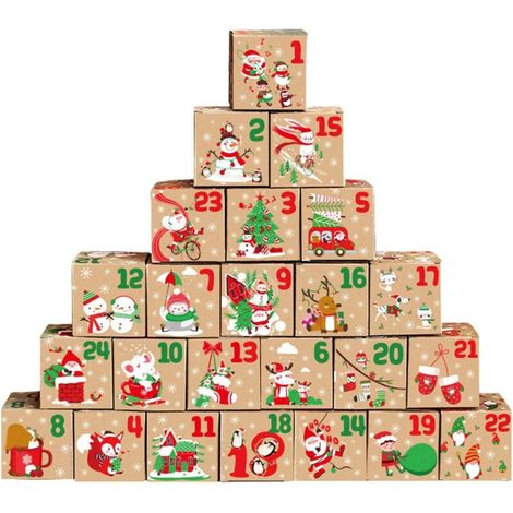 Boîte de Calendrier de l'Avent 777cm,24 Calendrier de l'Avent,Bricolage, boîte de Calendrier de Noël, Boîte de l'Avent, Bricolage Calendrier de l'avent en Carton Composé de 24 Boîtes (1/5)
