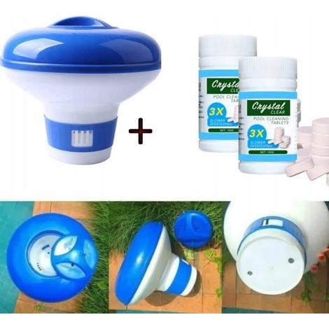 Tablette de Nettoyage de Piscine et Distributeur de Produits Chimiques pour Bain à remous au Chlore Flottant 200g (100g/bouteille) (1/4)