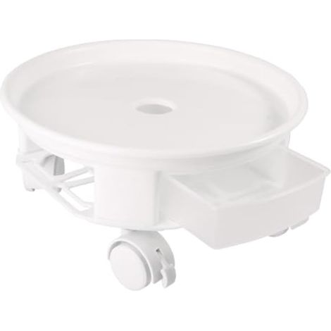 Support pour pots de fleurs en plastique avec roulettes et tiroir, facile à nettoyer, résistant à la saleté, pour déplacer les pots. (1/5)