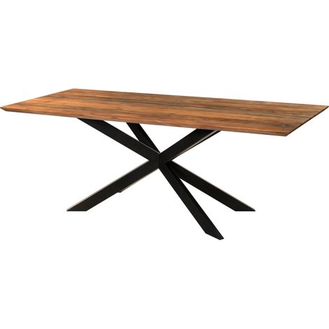 Esstisch Akazie 220x100x76 natur lackiert / Epoxid schwarz, Kreuzgestell 2 anthrazit matt EPOXY (1/3)