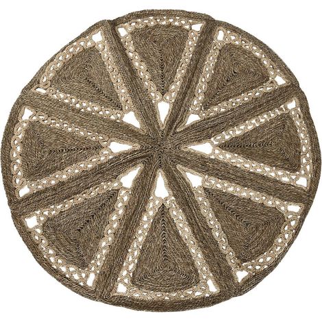 Tapis rond naturel en jonc de mer et coton style tropical - naturel jonc de mer (1/4)