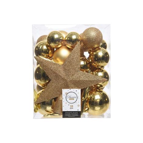 BOLA NAVIDAD+ESTRELLA LISO ORO STDO 33U.