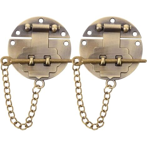 Loquets Métalliques Vintage Style Élégant 2pcs en Alliage Fermeture Sécurisée avec Chaîne pour Boîte à Bijoux en Bois pour Coffret Présent Maison Moderne (1/5)