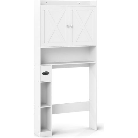 Mueble de almacenamiento sobre el inodoro 81,5 x 19,5 x 172,5 cm diseño moderno con amplio espacio de almacenamiento MDF blanco 200018411