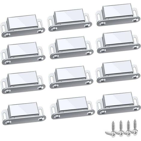 Forehill – Loquet magnétique 12 pièces – Acier inoxydable 304 – Force de traction jusqu'à 10 kg – Pour armoires et tiroirs – Installation facile - 45mm-12pc (1/4)