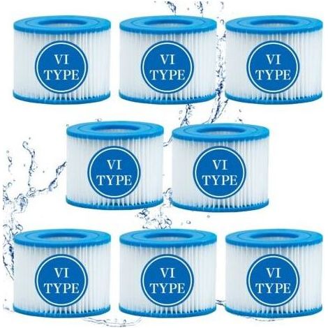 Lot de 8 Filtre VI Cartouche pour Bestway Lay-Z-Spa, Filtre de Spa et de Bain à remous Type VI pour filtres Coleman SaluSpa, pour Filtre Bestway, Lay-Z Spa, pour Intex (1/4)