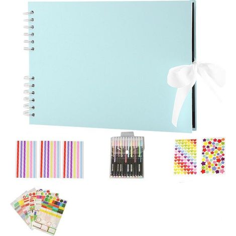 Album Photo - Scrapbook Créatif pour Journal Intime et Collecte de Souvenirs - Bleu Clair - Lot de 4 Pièces (1/5)