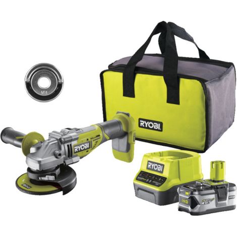 Pack RYOBI - Meuleuse d'angle 18V One+ Brushless - 1 batterie 4,0 Ah - 1 chargeur - R18AG7-140S - Ecrou Easyfix - M14 - RAKEF (1/5)
