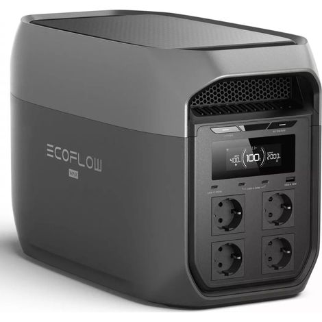 Ecoflow – Station d'énergie portable 2016Wh – Recharge ultra-rapide 80% en 65 min – 2400W avec 15 ports – Idéale pour camping et urgences