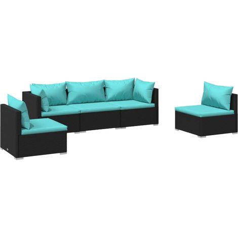 5 PCS Garden Lounge Set con cojín de empuje de terciopelo (1/5)