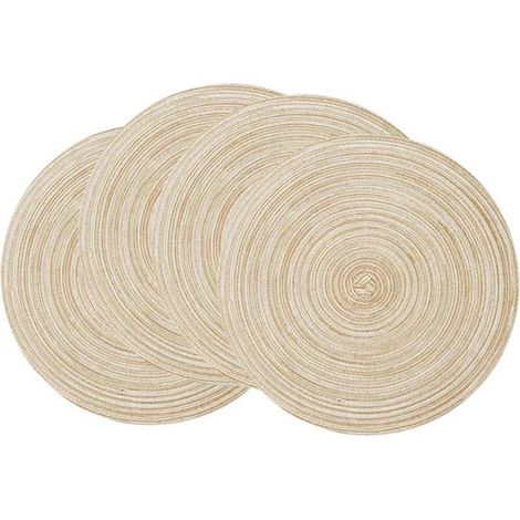 Placemats Ronds - 38 cm - Coton Mélangé et Polyester Tressé - Résistants aux Froissements - Pour Table de Salle à Manger Cuisine Extérieur - Lot de 4 (1/5)