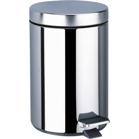 Poubelle ronde Delabie avec pédale 5 l, acier inoxydable poli miroir