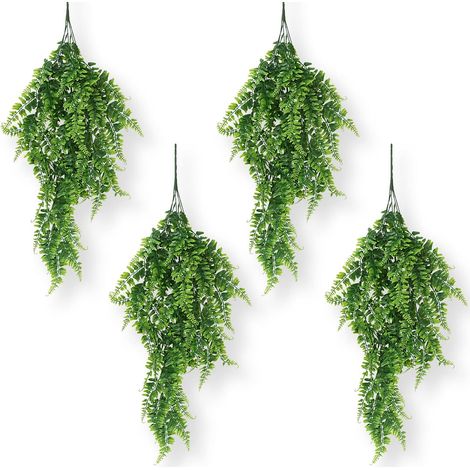 Künstliche Hängepflanze, 4 Stück, 80 cm, Kunstpflanzen für drinnen und draußen, künstlicher Efeu, Boston-Farn, Pflanze für Hochzeit, Party, Haus, Garten, Wanddekoration