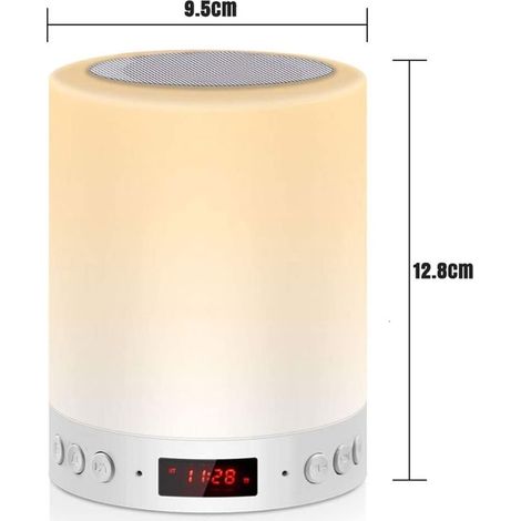 Touch-Nachttischlampe mit Lautsprecher und LED-Zeitanzeige, Bluetooth, 3 Helligkeitsstufen und 7 Farben (1/5)