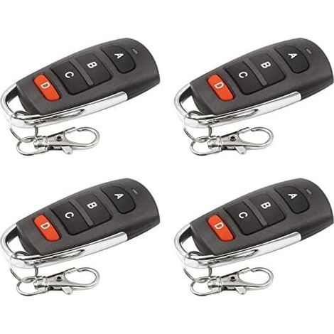 Telecommande Portail Universelle - 433,92 Mhz - Compatible Puce 2264 2260 1527 FP527 2240 SMC918 - 4 Boutons A B C D - Pour Portails Coulissants Portes De Garage Volets Roulants - Lot De 4 (1/5)