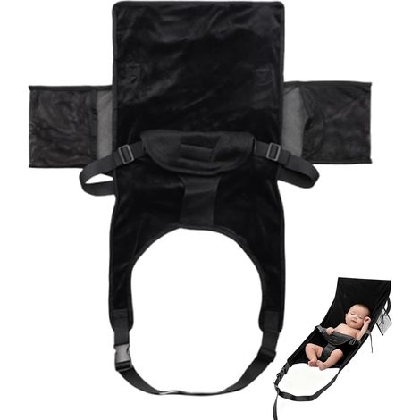 Reposapiés de avión, cama plegable ligera para niños, cuna de viaje de tela suave, ideal para viajes infantiles y para que duerman los niños pequeños (negro) (1/5)