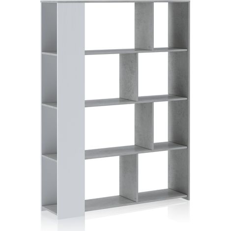 Libreria effetto legno finitura larice bianco cm. H.174 x L.129 x P.33