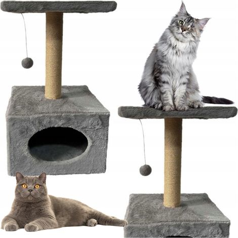 Albero tiragraffi Bemi CON cuccia per gatti, 56 cm, grigio (1/3)