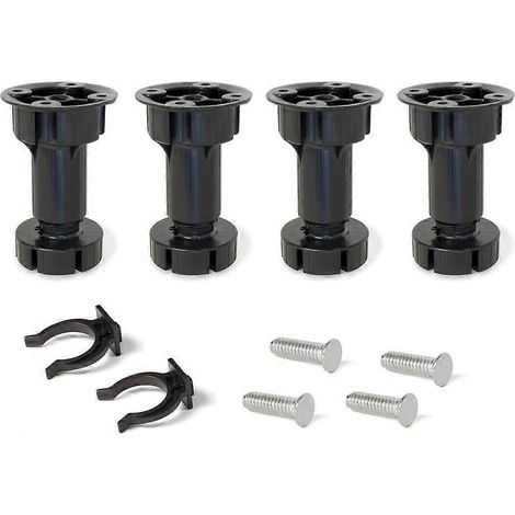 Ensemble de support réglable à 4 pieds, noir, 120 mm, avec accessoires, adapté à la cuisine/salle de bain, en plastique. (1/5)