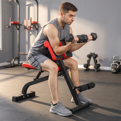 Banc d'hyperextension et de musculation de type chaise romaine, banc d'entraînement pliable (1/5)